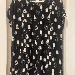 Sew In Love Black and White Cat Pattern Dress